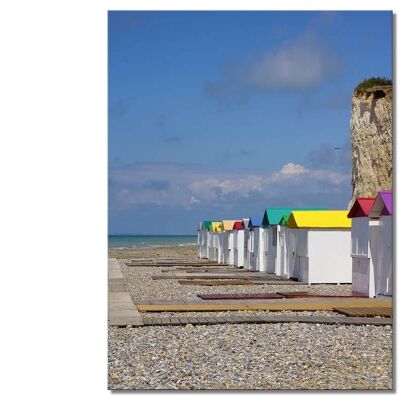 Wandbild: Strandhäuschen in der Normandie 21 - Hochformat 3:4 - viele Größen & Materialien – Exklusives Fotokunst-Motiv als Leinwandbild oder Acrylglasbild zur Wand-Dekoration