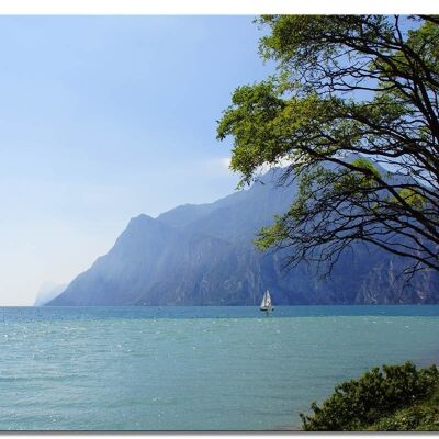 Mural: Idilio del lago de Garda - formato apaisado 4:3 - muchos tamaños y materiales - motivo exclusivo de arte fotográfico como lienzo o imagen de vidrio acrílico para la decoración de paredes