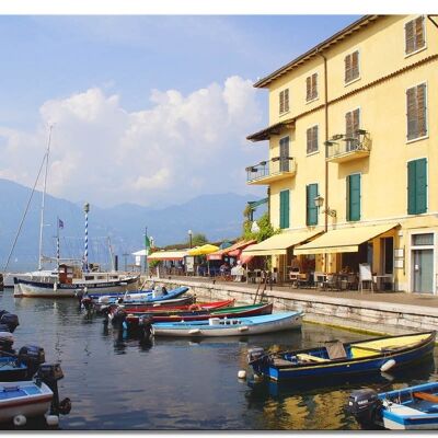 Mural: Lake Garda Brenzone Porto - landscape format 4:3 - many sizes & materials - exclusive photo art motif as a canvas picture or acrylic glass picture for wall decoration