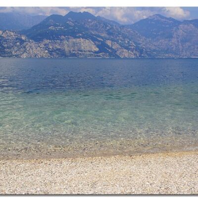 Murale: idillio sulla spiaggia del Lago di Garda - formato orizzontale 4:3 - molte dimensioni e materiali - esclusivo motivo artistico fotografico come immagine su tela o immagine su vetro acrilico per la decorazione murale