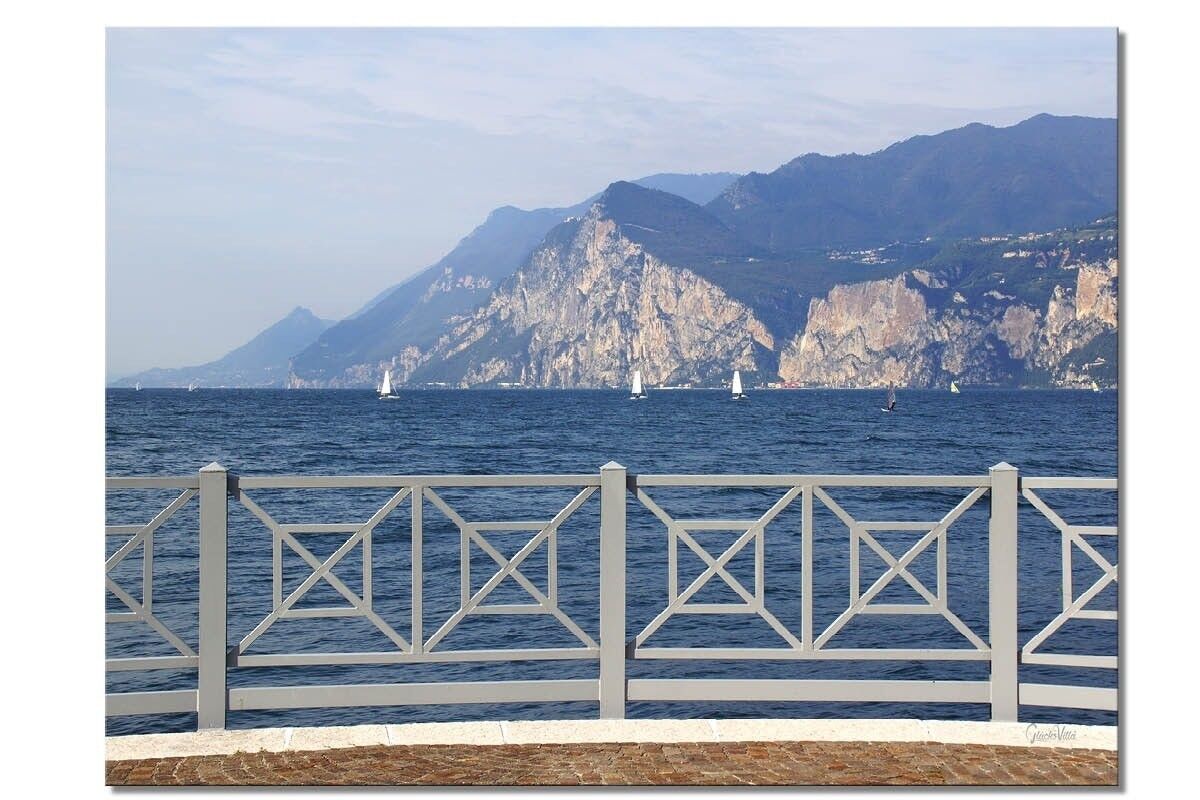 Mural: Momentos del lago de Garda - Formato apaisado 4:3 - Muchos tamaños y materiales - Motivo de arte fotográfico exclusivo como cuadro de lienzo o cuadro de vidrio acrílico para la decoración de paredes