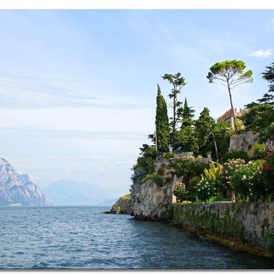 Mural: Lake Garda Malcesine 1 - landscape format 4:3 - many sizes & materials - exclusive photo art motif as a canvas picture or acrylic glass picture for wall decoration