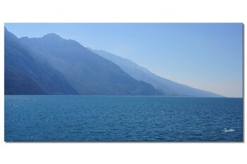 Papier peint : Lac de Garde Monte Baldo - format paysage 2:1 - nombreuses tailles et matériaux - motif d'art photo exclusif comme image sur toile ou image en verre acrylique pour la décoration murale 1