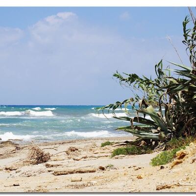 Papier peint : plage sauvage solitaire de Crète - format paysage 4:3 - nombreuses tailles et matériaux - motif d'art photo exclusif comme image sur toile ou image en verre acrylique pour la décoration murale