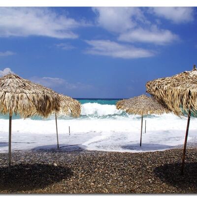 Murale: Crete Spilies Beach in a storm - formato orizzontale 4:3 - molte dimensioni e materiali - esclusivo motivo artistico fotografico come immagine su tela o immagine su vetro acrilico per la decorazione murale