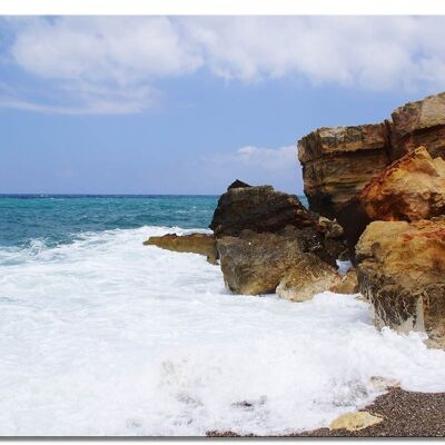 Murale: Crete Spilies Beach in a storm 2 - formato orizzontale 4:3 - molte dimensioni e materiali - esclusivo motivo artistico fotografico come immagine su tela o immagine su vetro acrilico per la decorazione murale