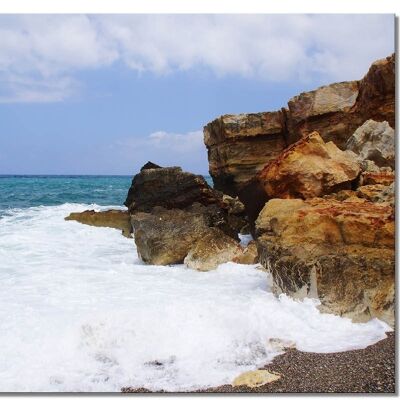 Wandbild: Kreta Spilies Beach bei Sturm 2 - Querformat 4:3 - viele Größen & Materialien – Exklusives Fotokunst-Motiv als Leinwandbild oder Acrylglasbild zur Wand-Dekoration
