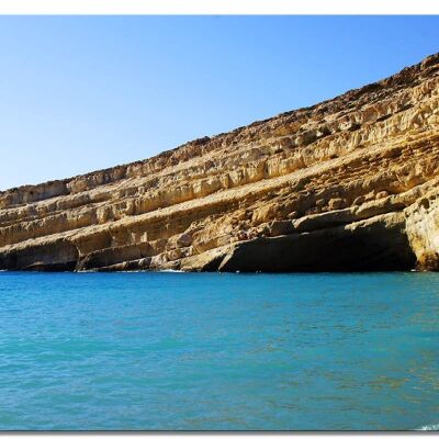 Mural: Crete rocks of Matala - landscape format 4:3 - many sizes & materials - exclusive photo art motif as a canvas picture or acrylic glass picture for wall decoration