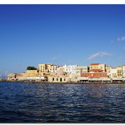 Mural: Crete Chania Venetian harbor - landscape format 4:3 - many sizes & materials - exclusive photo art motif as a canvas picture or acrylic glass picture for wall decoration
