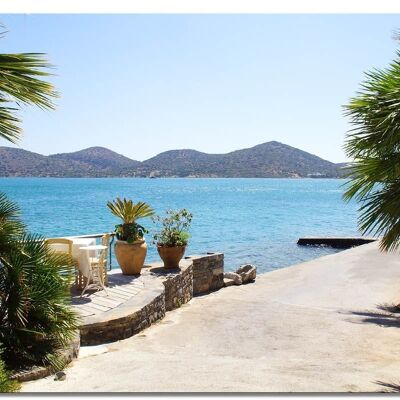 Mural: Crete promenade in Elounda - landscape format 4:3 - many sizes & materials - exclusive photo art motif as a canvas picture or acrylic glass picture for wall decoration