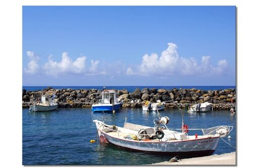 Wandbild: Kreta kleiner Fischerhafen - Querformat 4:3 - viele Größen & Materialien – Exklusives Fotokunst-Motiv als Leinwandbild oder Acrylglasbild zur Wand-Dekoration
