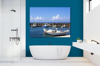 Papier peint : petit port de pêche de Crète - format paysage 4:3 - nombreuses tailles et matériaux - motif d'art photo exclusif comme image sur toile ou image sur verre acrylique pour la décoration murale 2