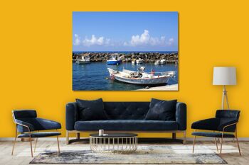 Papier peint : petit port de pêche de Crète - format paysage 4:3 - nombreuses tailles et matériaux - motif d'art photo exclusif comme image sur toile ou image sur verre acrylique pour la décoration murale 3