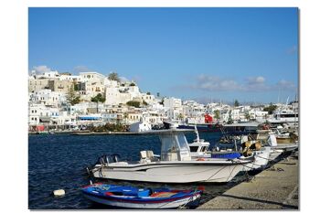 Papier peint : horizon du port de Naxos - plusieurs tailles - format paysage 4:3 - plusieurs tailles et matériaux - motif d'art photo exclusif comme image sur toile ou image en verre acrylique pour la décoration murale 1