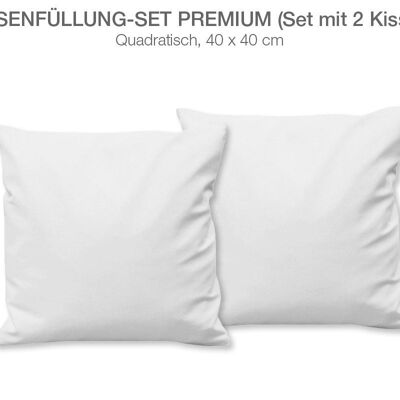 Kissenfüllung Set (2 Stück) Premium, 40 x 40 cm, für Deko-Zierkissenhüllen/-Kissenbezüge