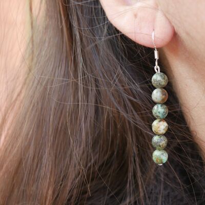 Boucles d'oreilles pendantes en Turquoise Africaine foncée