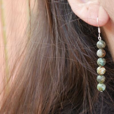 Boucles d'oreilles pendantes en Turquoise Africaine foncée