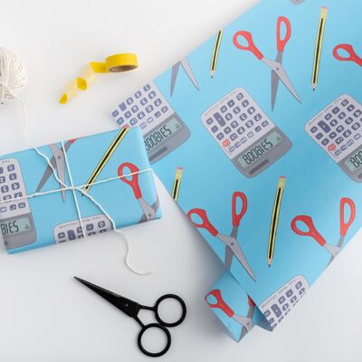Boobies Calculator Gift Wrap (Blue) | Wrapping Paper Sheets | Craft