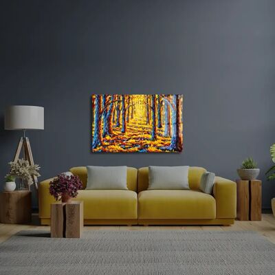 Autum Forest Orange Leaves Glass Wall Art