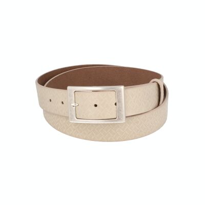 Belt women leather Apollo embossed cream