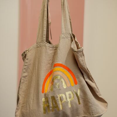 Tote-bag "Happy" Taupe