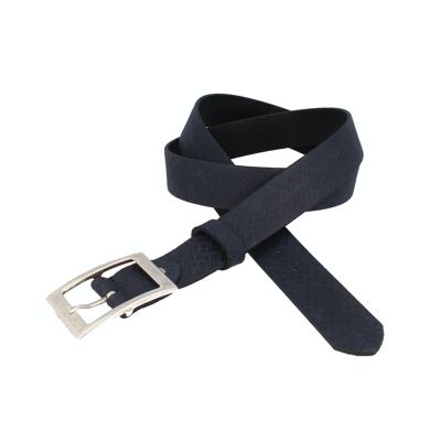 Belt women leather Apollo embossed Navy