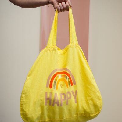 Tote-bag "Happy" Jaune