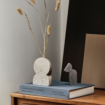 Hand cast Bud Vase, in taupe terrazzo