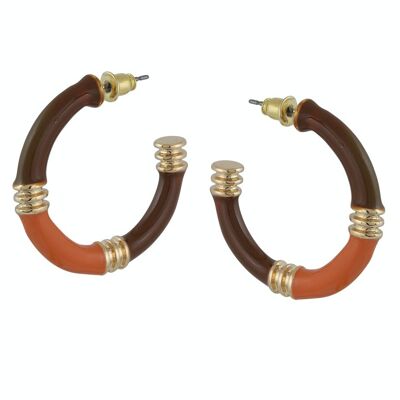 REBECCA COLOUR BLOCK ROPE ENAMELLED HOOP EARRINGS 2791