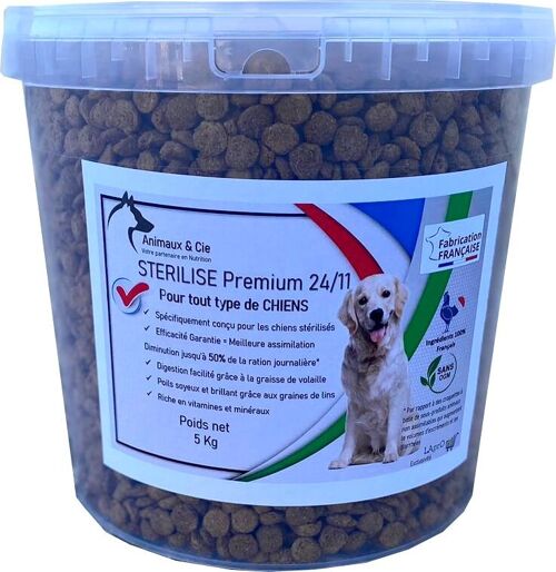 Croquettes Premium chien Stérilisé 24/11 seau de 5kg