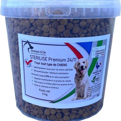 Premium Sterilized dog food 24/11 5kg bucket