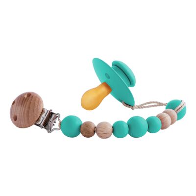 Pacifier clip | Wood & water green