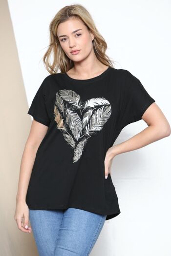 T-shirt coeur plume 1