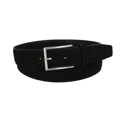 Ceinture homme en cuir suédé noir