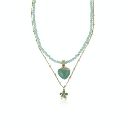REBECCA CUORE E FIORE CHARM COLLANA DI PERLINE A STRATI 2801