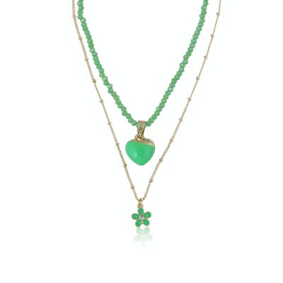 OLYMPIA CŒUR ET CHARMS DE FLEURS COLLIER DE PERLES EN SUPERPOSITION 2803
