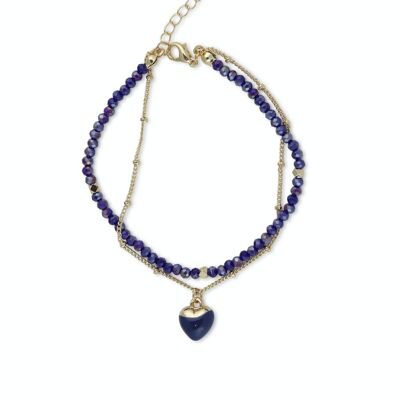 BRACCIALE DI PERLINE A STRATI CON CIONDOLO A CUORE REBECCA 2805
