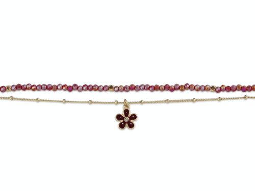 REBECCA FLOWER CHARM BEADED ANKLET 2809