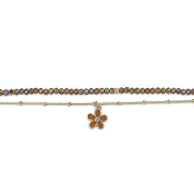 CAVIGLIERA CON PERLINE CON CIONDOLO FIORE ELSA 2810