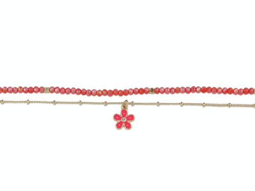 OLYMPIA FLOWER CHARM BEADED ANKLET 2811