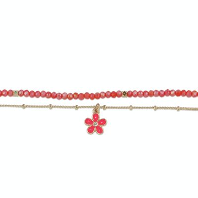 OLYMPIA FLOWER CHARM BEADED ANKLET 2811