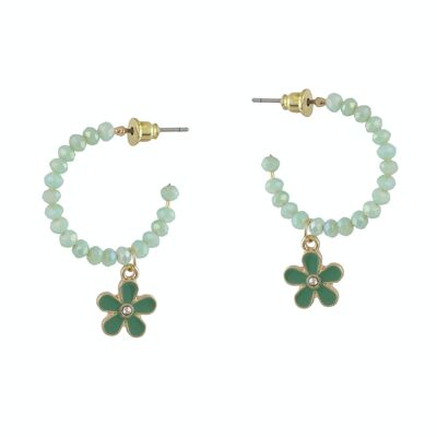 REBECCA FLOWER CHARM BEADED HOOP EARRINGS 2813