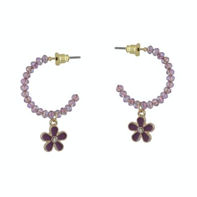 CIRCE FLOWER CHARM BEADED HOOP EARRINGS 2816