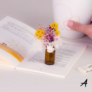 Cadeau Saint Valentin Mini Bouquet Fleurs Séchées dans une Boîte Cadeau - Vase Miniature avec Fleurs Séchées 3