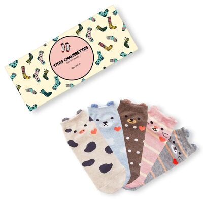 Tiersocken mit kleinen Ohren (5er-Pack)