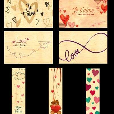 PACK SAINT VALENTIN AMOUR - 4 CARTES ET 3 MARQUE-PAGES