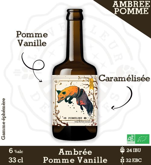 Le Veilleur de Bières bio - Pomeline - Ambrée Pomme Vanille 33cl 6%