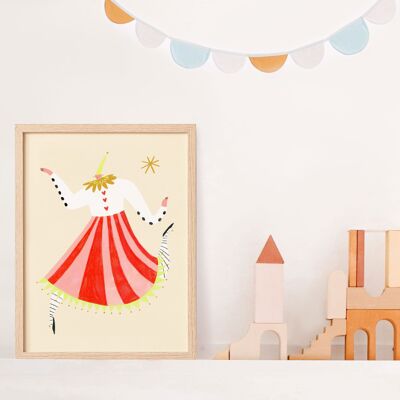 Stampa artistica della signora del circo | Decorazione della parete della scuola materna | Arte colorata | A5 A4 A3