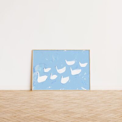 Delicate Swans Art Print | Animal Wall Art | Nursery Art | A5 A4 A3