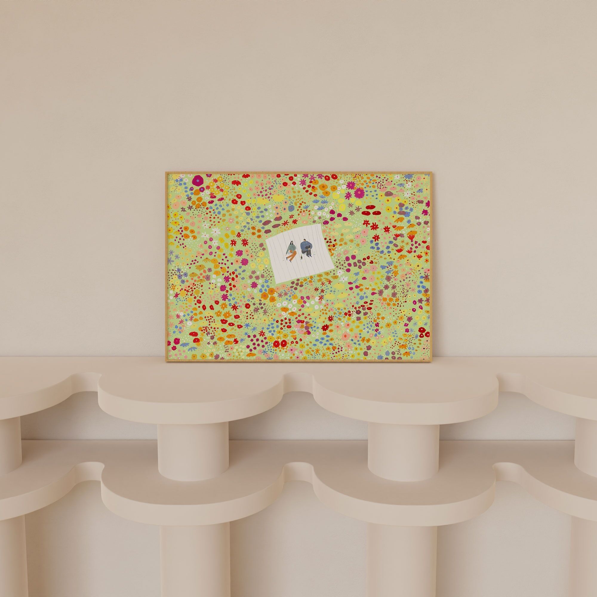 Stampa artistica sul campo dei sogni | Arte floreale | Decorazione da parete Boho | A5 A4 A3